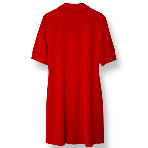 LONDON TIMES Red Collared Dress‎ Gold Button Pullover Size 14 - Picture 2 of 8